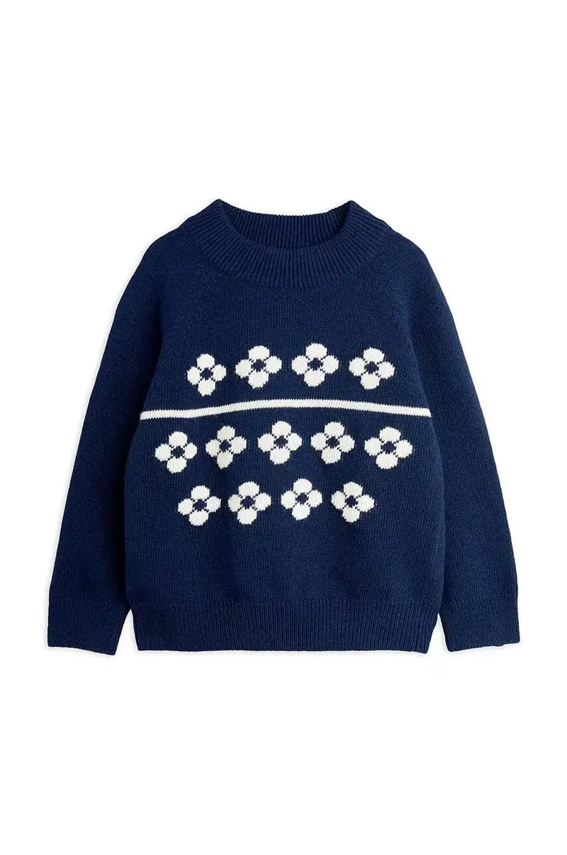 maglione per bambini con misto lana Flowers Blu navy miniatura 2