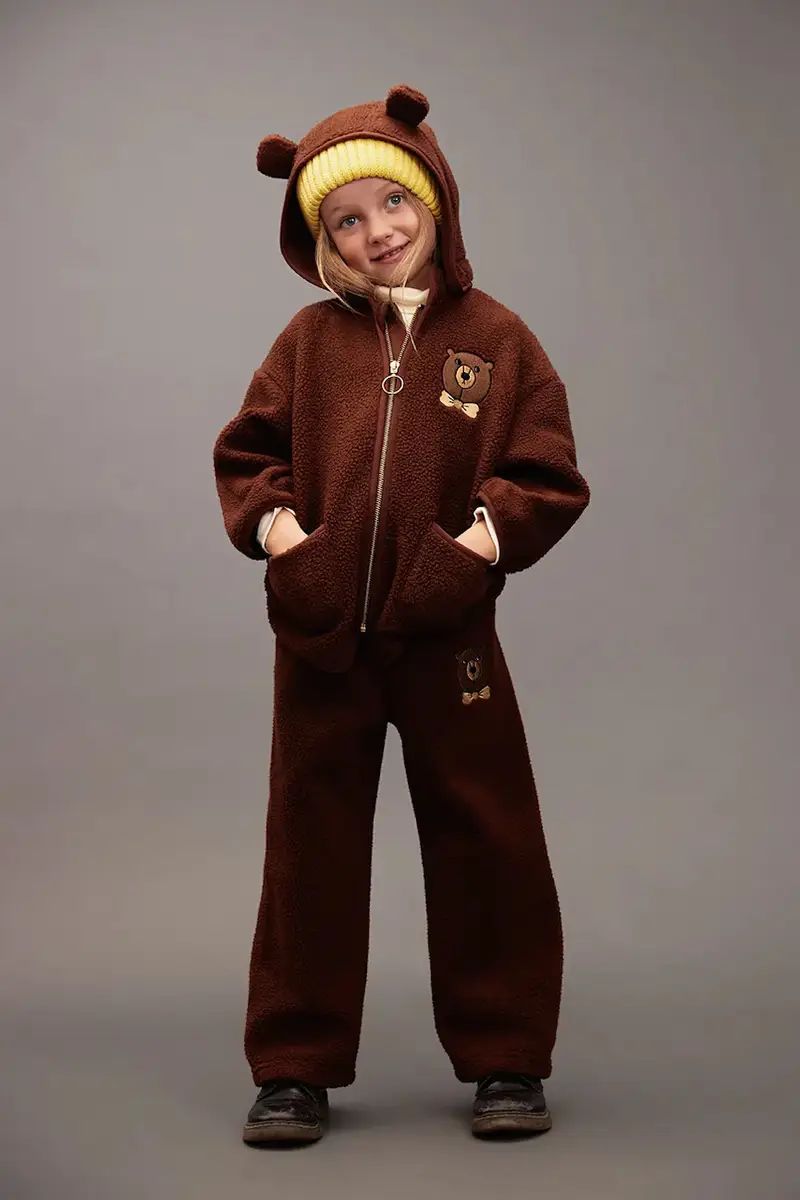 pantaloni tuta bambino/a Bear colore marrone con applicazione 25710125