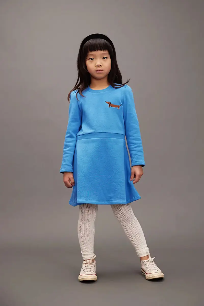 vestito di cotone bambina Dog colore blu 11000314