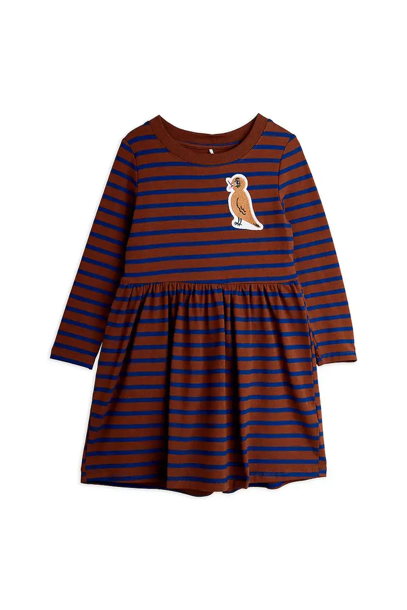 vestito di cotone per bambini Stripe bird colore marrone 25750122 miniatura 2