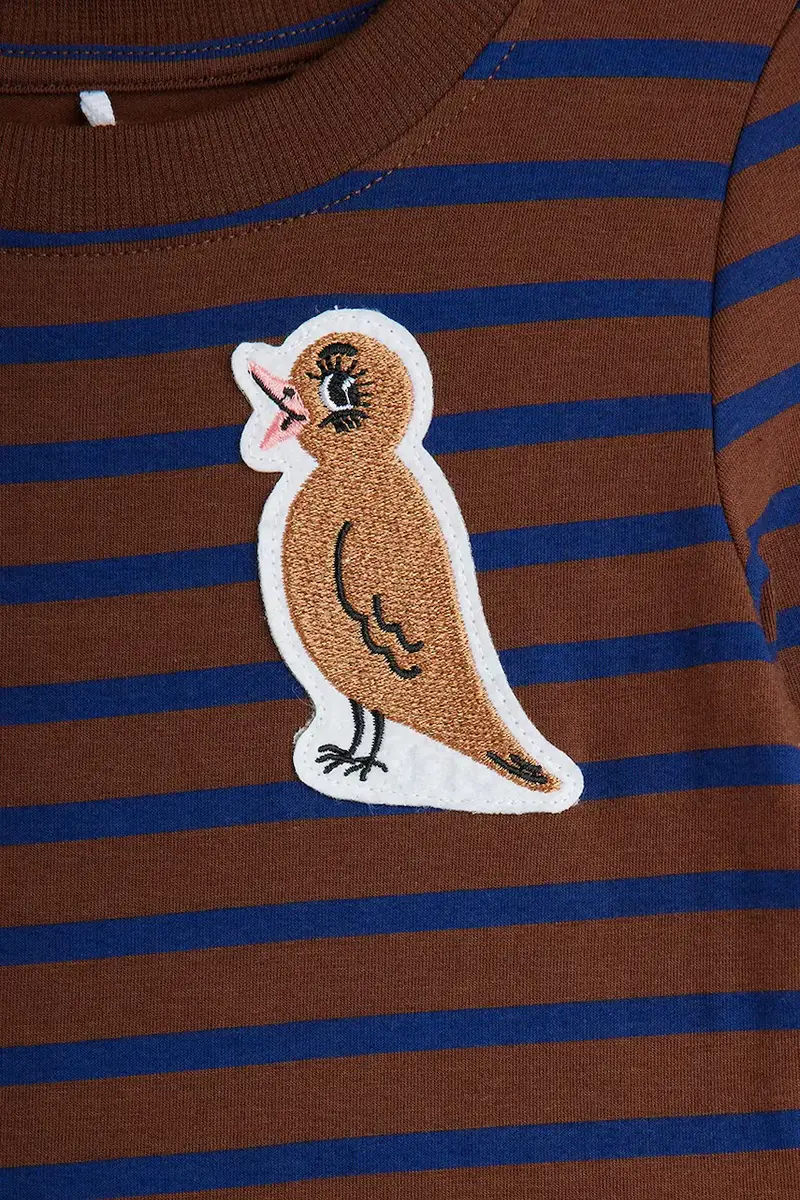 vestito di cotone per bambini Stripe bird colore marrone 25750122 miniatura 4