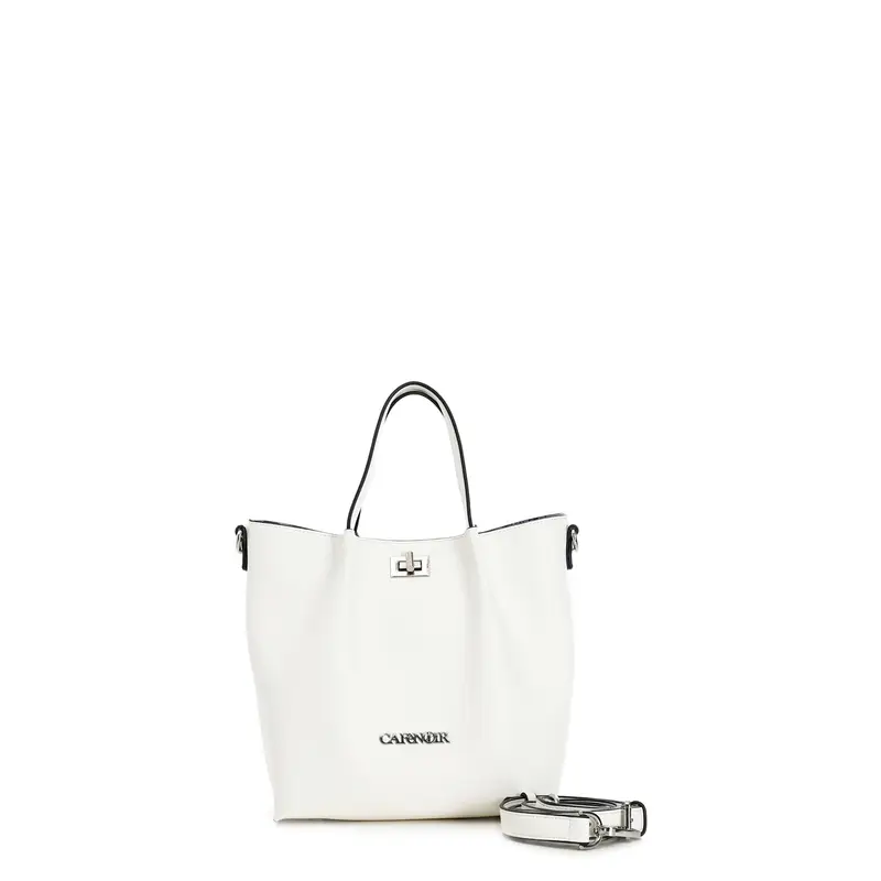 mini shopping in doppio materiale con accessorio e charm cafènoir bianco/indaco taglia unica