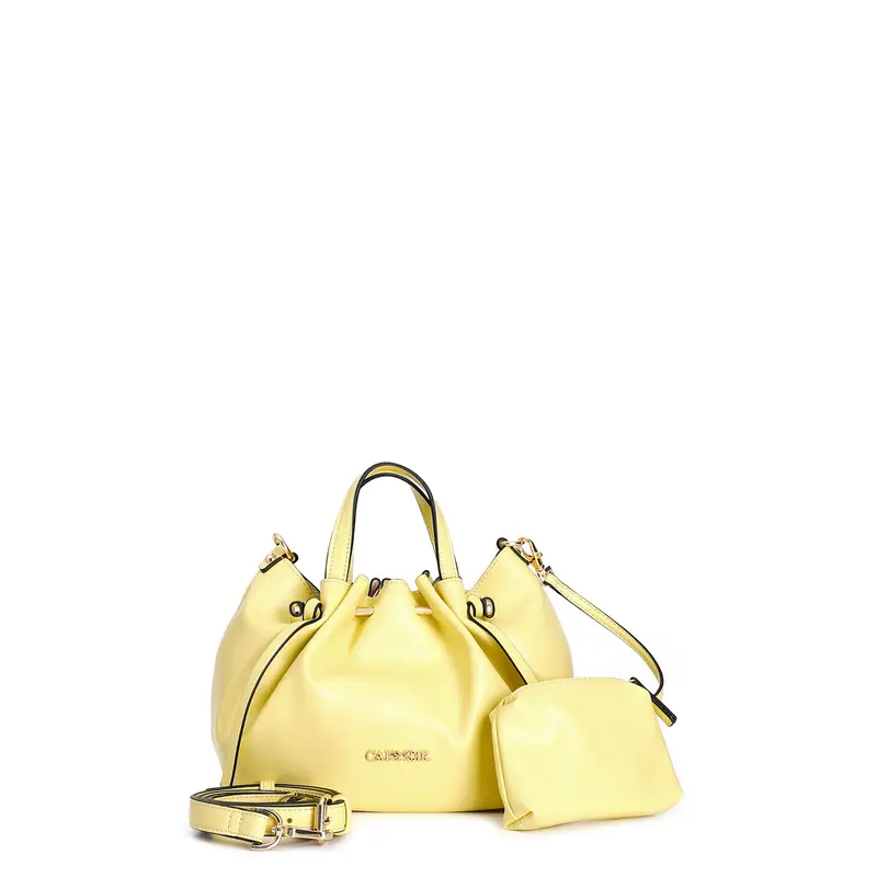 mini tote con motivo di arricciatura , tracolla removibile giallo
