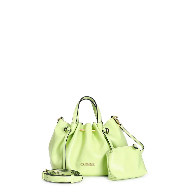 mini tote con motivo di arricciatura , tracolla removibile verde