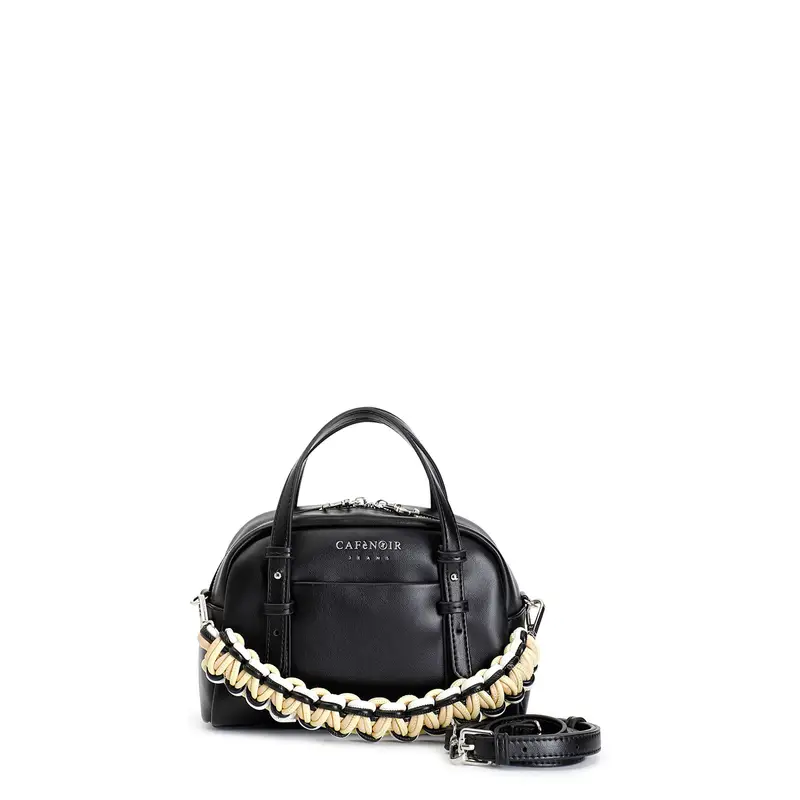 minibag con tracolla intrecciata multicolor.tracolla removibile nero