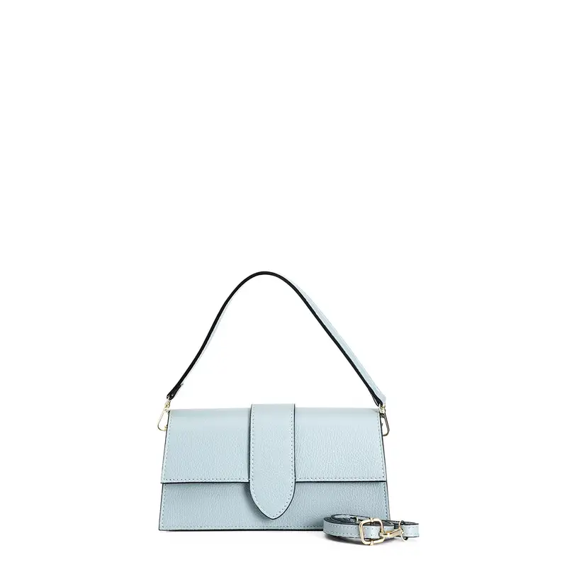 minibag rigida in pelle martellata con pattina cielo taglia unica