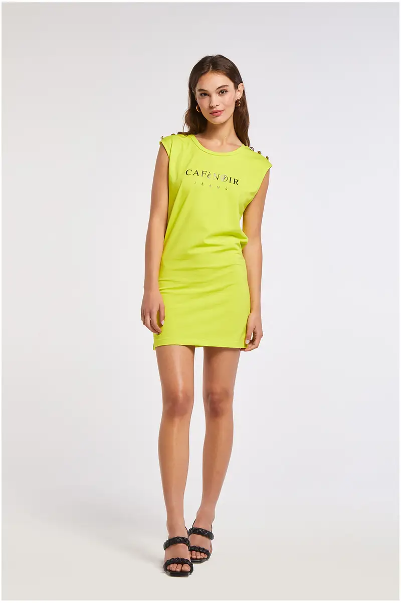 minidress smanicato in cotone elasticizzato lime s