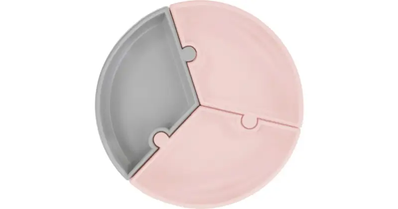 Puzzle Pinky Pink/ Powder Grey piatto diviso con ventosa