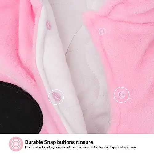 Minizone Bambino Pagliaccetto con Cappuccio Flanella Jumpsuit Tute da neve con Piedi Inverno Tutina, 0 miniatura 3