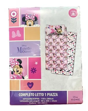 COMPLETO LETTO BAMBINA COTONE DISNEY MINNIE 1 PIAZZA