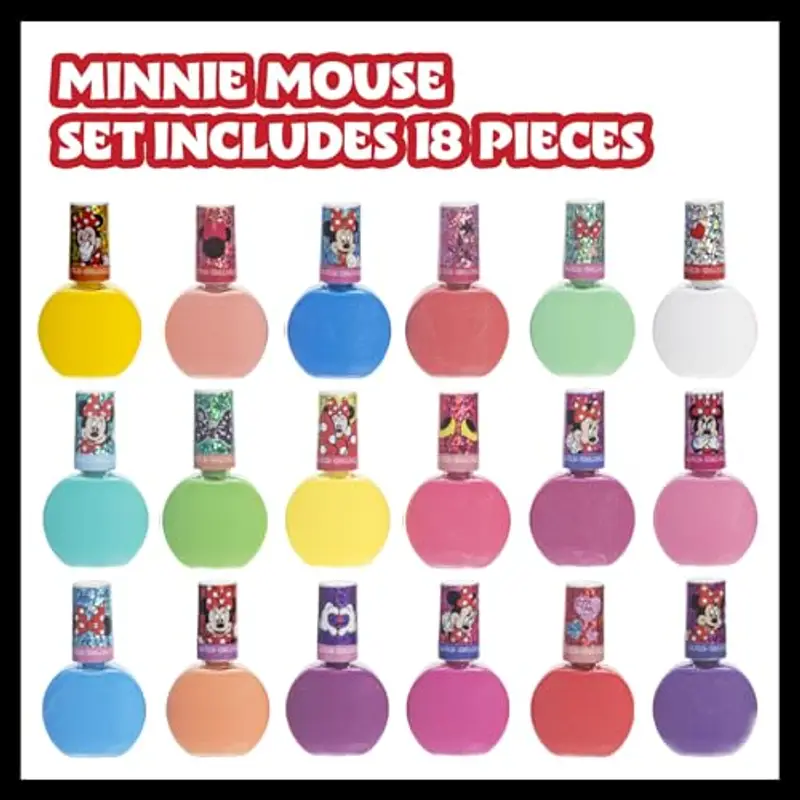 Minnie Mouse Set di smalti per unghie per bambine da 18 pezzi, a base d'acqua, ad asciugatura rapida e rimovibile miniatura 2
