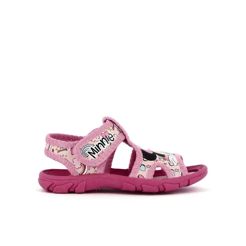 Sandali rosa stampa cartoon con velcro e gabbietta