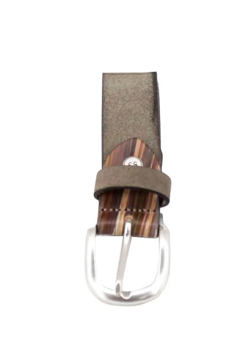 Cintura uomo in nabuk taupe con fibbia argento Uomo MRS2312C40 04H