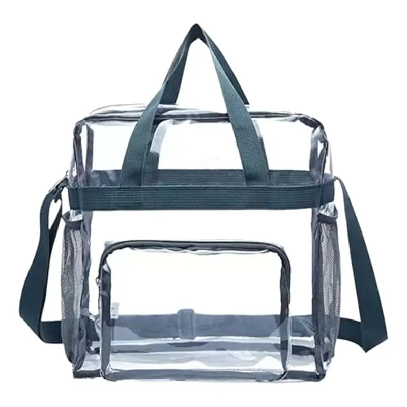 MINZHI Borsa trasparente da 30 x 30 x 15 cm, borsa per il pranzo trasparente, borsa per cosmetici in PVC, adatta per