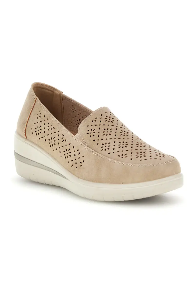 Mocassini beige traforati con zeppa Mio tempo MINA3173 [BEIGE] miniatura 2
