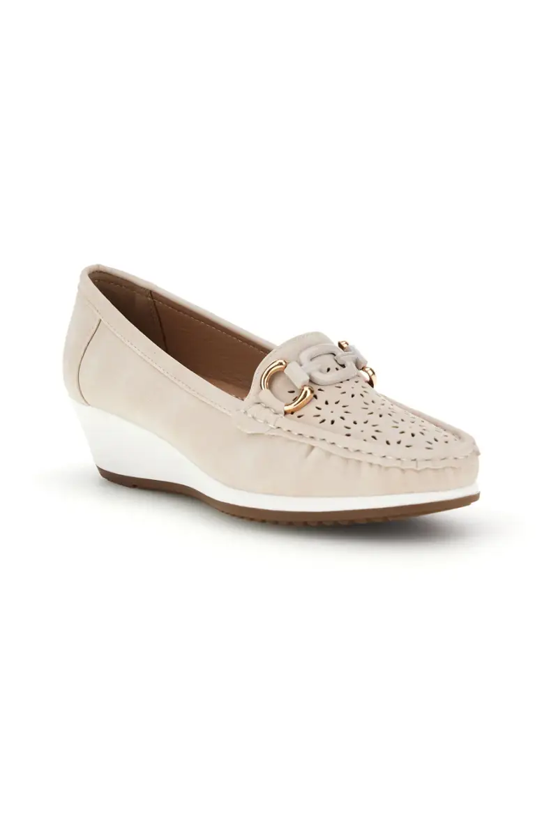 Mocassini beige traforati con zeppa Mio tempo MINA910 [BEIGE] miniatura 2