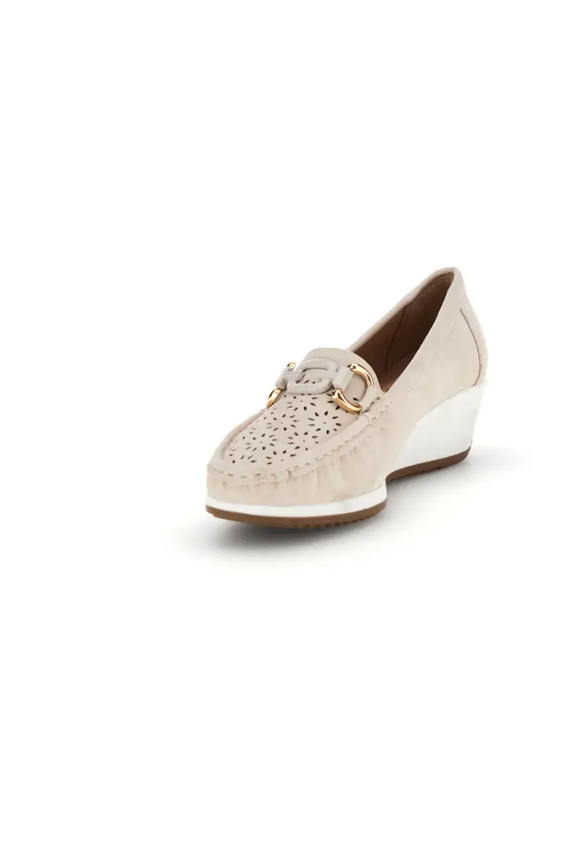 Mocassini beige traforati con zeppa Mio tempo MINA910 [BEIGE] miniatura 4