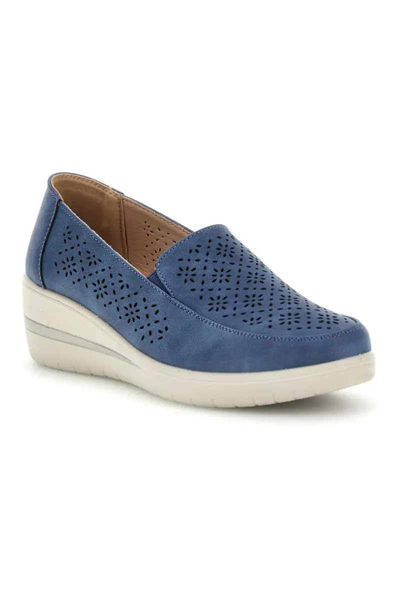 Mocassini blu traforati con zeppa Mio tempo MINA3173 [NAVY] miniatura 2