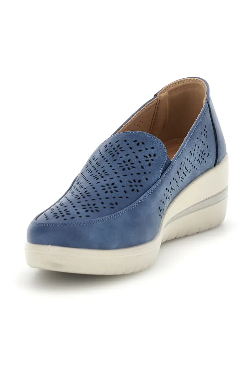 Mocassini blu traforati con zeppa Mio tempo MINA3173 [NAVY] miniatura 4
