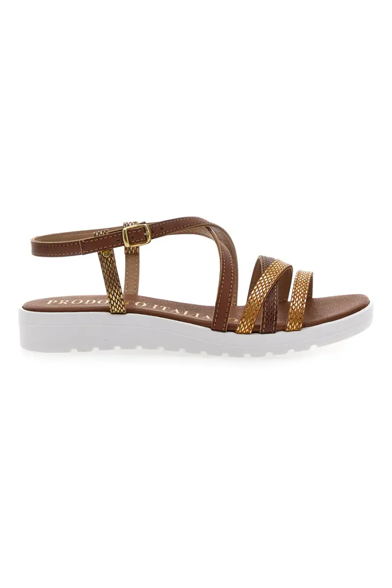 Sandali Marroni Multy Listini Made in Italy Mio Tempo 8103 [CUOIO