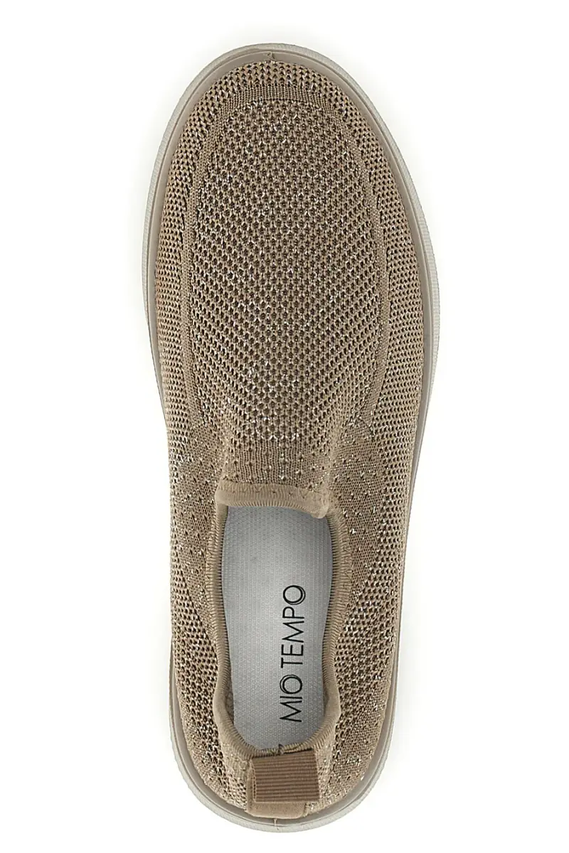 Sneakers slip on beige in tessuto traforato Mio tempo tf2508059 [KHAKI] miniatura 3