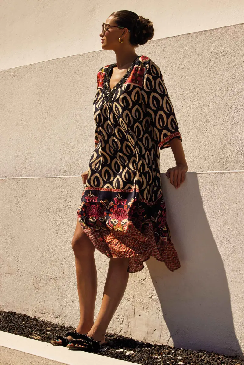 ABITO LUNGO FANTASIA PAVONE | Colore Multi |