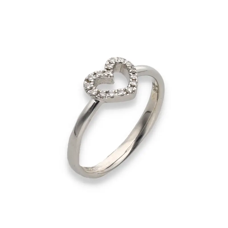 Anello cuore forato oro bianco e diamanti Mirco Visconti miniatura 2