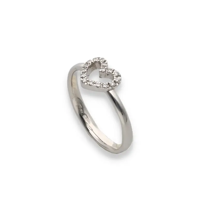Anello cuore forato oro bianco e diamanti Mirco Visconti miniatura 3