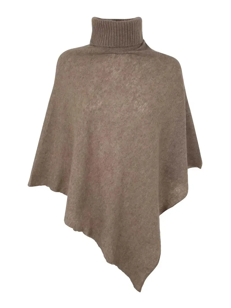 Polo Neck Poncho Multicolore