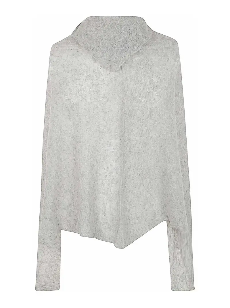 Poncho lavorato a maglia aperto Grigio