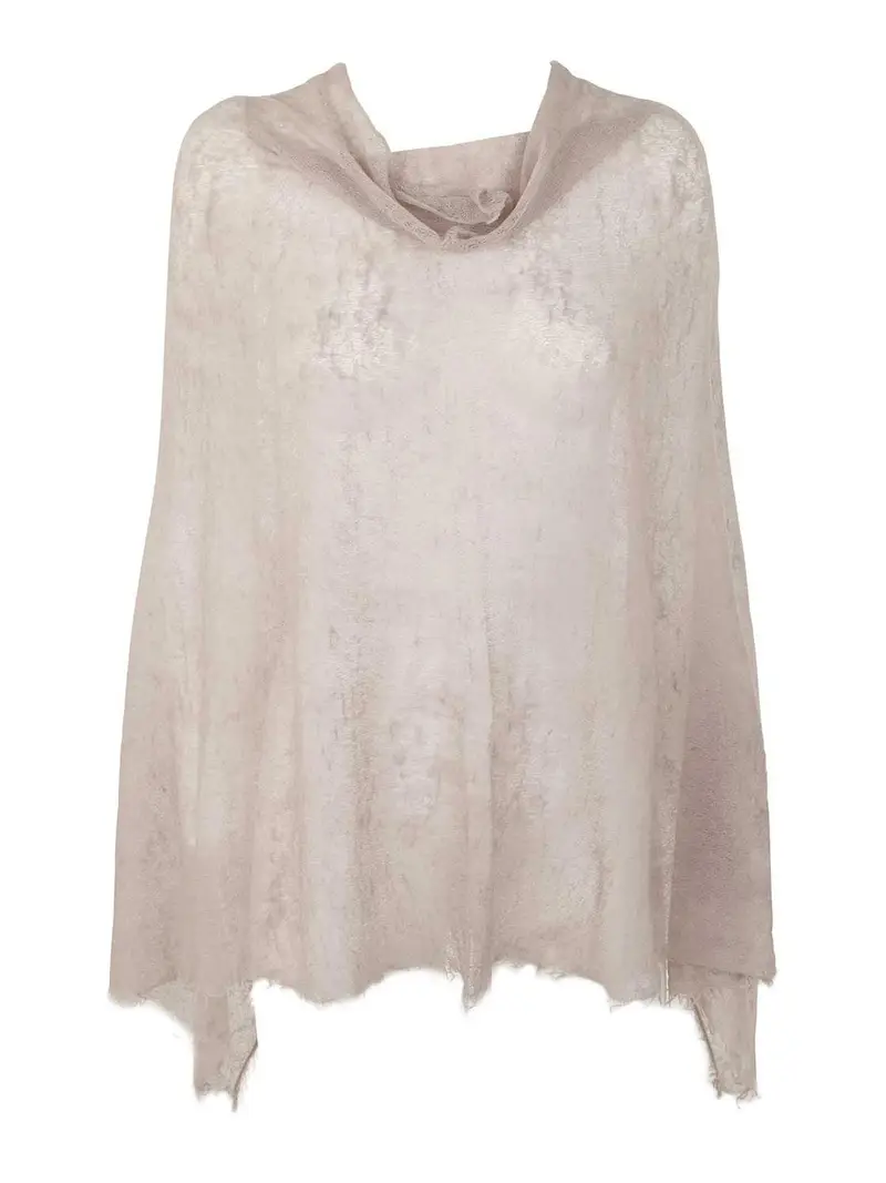 Semi Felted Poncho Bianco