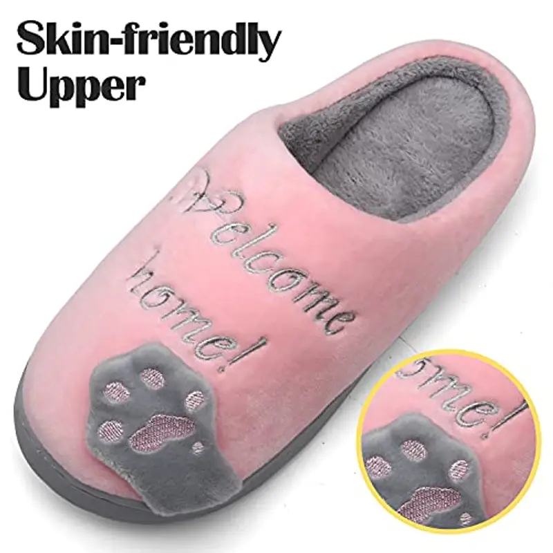 Mishansha Inverno Pantofola per Uomo Donna Carino Peluche Scarpe Interne Antiscivolo Caldo Confortevole Ciabatte, Rosa miniatura 2