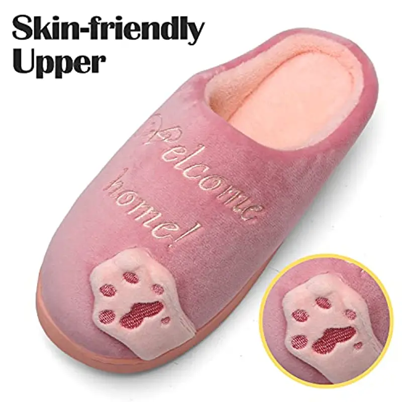 Mishansha Inverno Pantofola per Uomo Donna Carino Peluche Scarpe Interne Antiscivolo Caldo Confortevole Ciabatte, Rosso miniatura 2