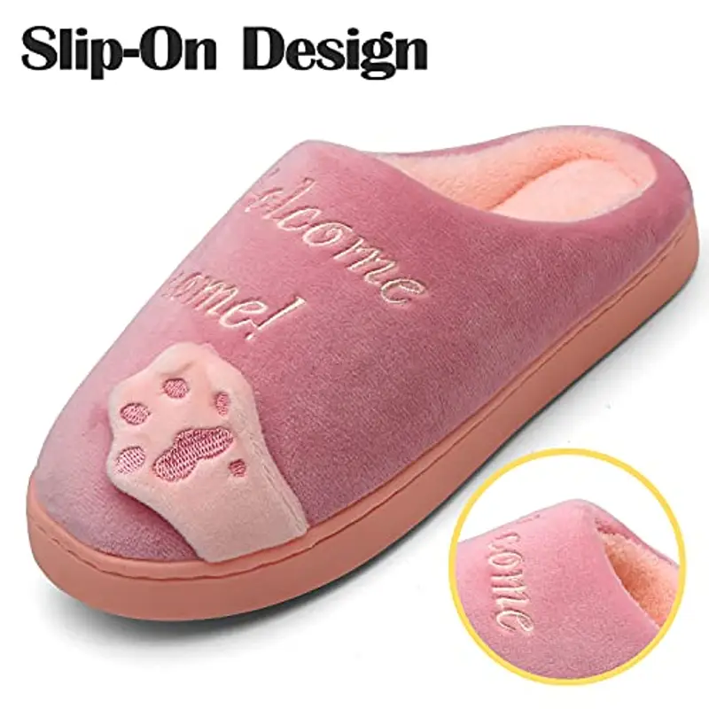 Mishansha Inverno Pantofola per Uomo Donna Carino Peluche Scarpe Interne Antiscivolo Caldo Confortevole Ciabatte, Rosso miniatura 3