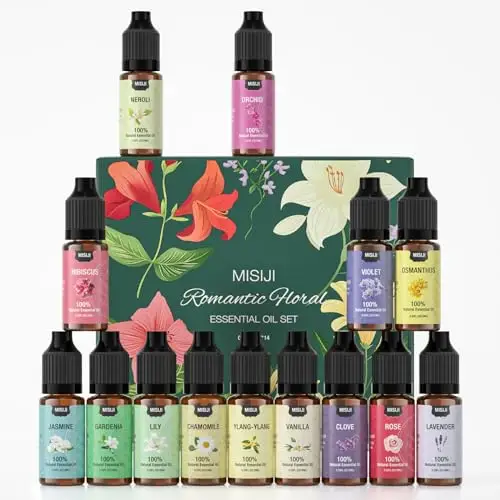 MISIJI floreale Set di oli essenziali, Aromaterapia per diffusore, per candela,LAVENDER,ROSE,VANILLA.