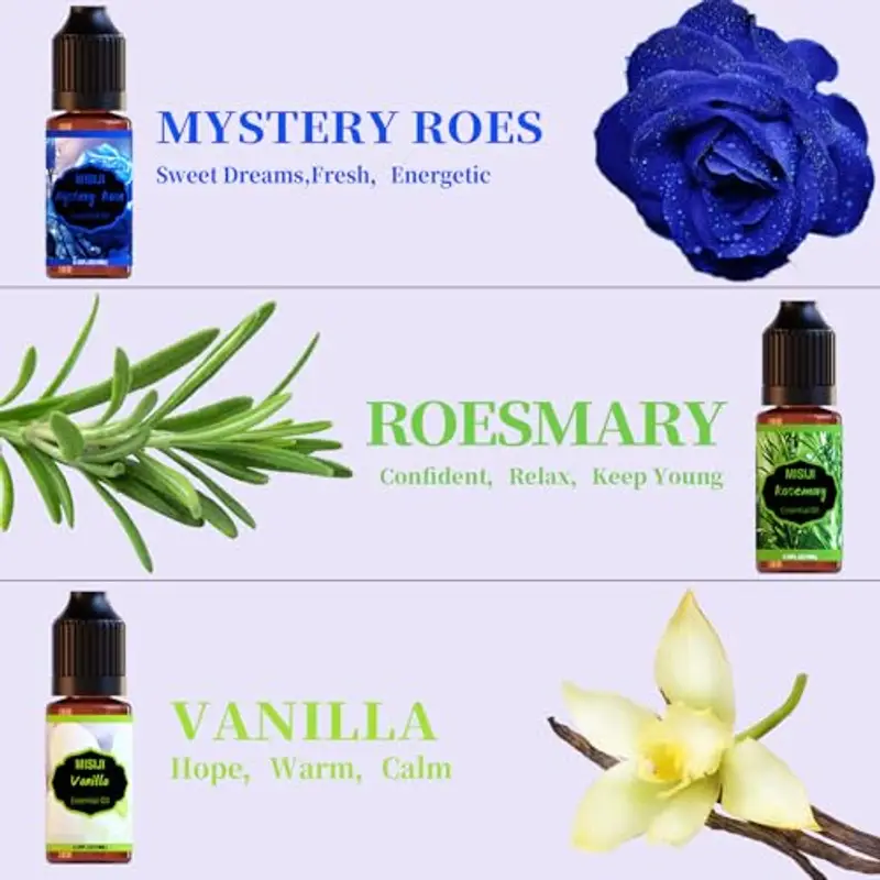 MISIJI Set di oli essenziali per diffusori, Aromaterapia Umidificatori Candele Fai da Te, Fiore di ciliegio, Rosa miniatura 3