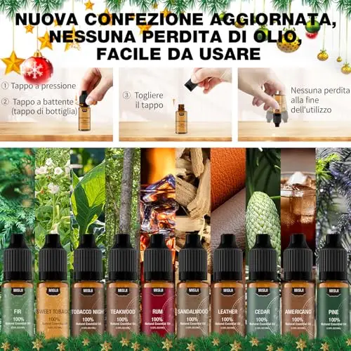 MISIJI Set di oli essenziali per diffusori, per Aromaterapia, per uomo, per candela, ambiente olio essenziale naturale miniatura 2