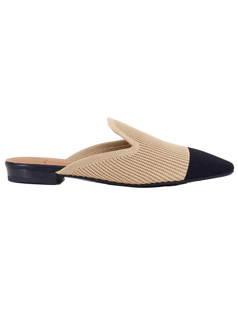 Miss Elastic Mule donna in tessuto nero e camel Donna 876427-65 72