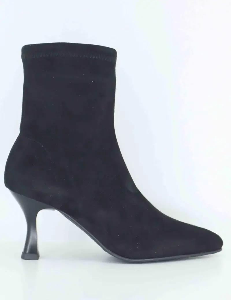 Stivaletti in tessuto elasticizzato nero con tacco alto Donna 78042-AE 05