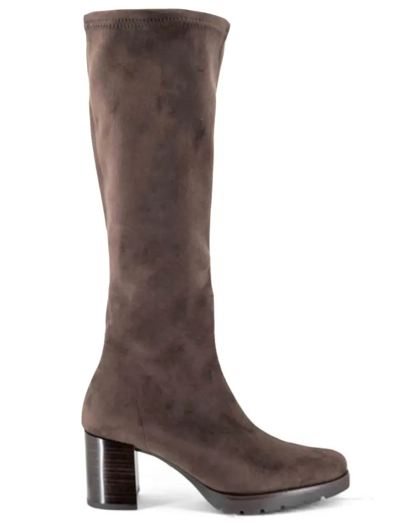 Stivali in eco camoscio elasticizzato marrone Donna 78173-AE 44