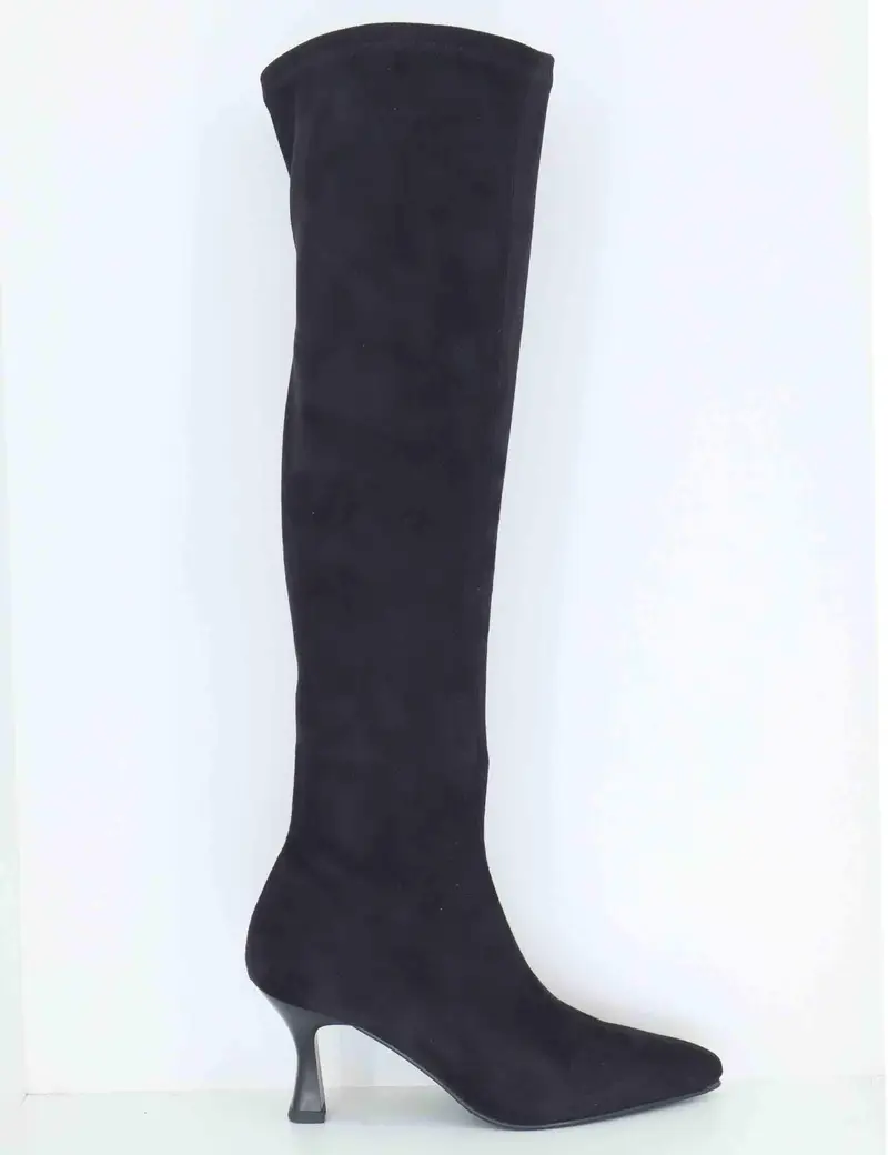 Stivali in tessuto elasticizzato nero con tacco alto Donna 78043-AE 05