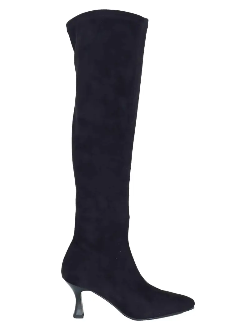 Stivali in tessuto elasticizzato nero con tacco alto Donna 78043-AE 05