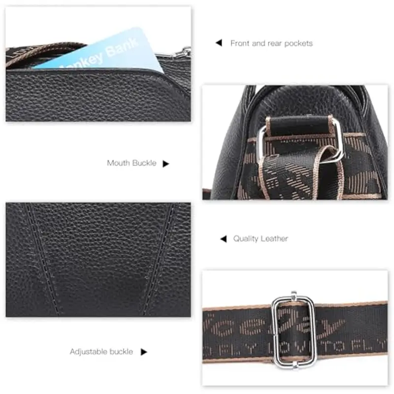 Miss Lulu Borsa Bauletto Donna in Vera Pelle con Tracolla Larga Regolabile, Tracolla Pratica per il Lavoro, lo Studio e le Passeggiate miniatura 3