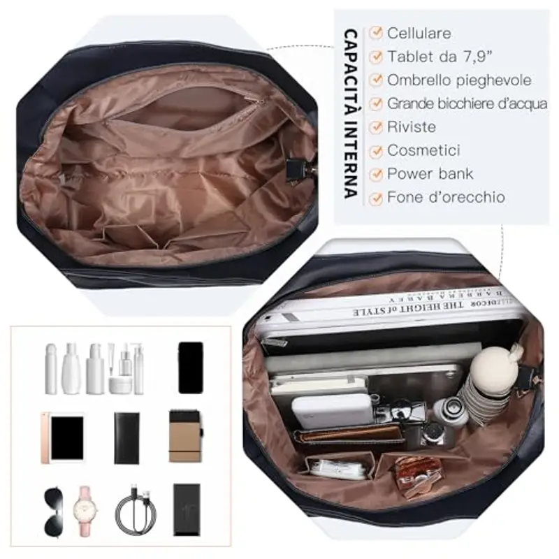 Miss Lulu Borsa Donna Grande con Tracolla Regolabile, Tote Bag Impermeabile Pelle PU, per Lavoro, Scuola, Università e miniatura 2