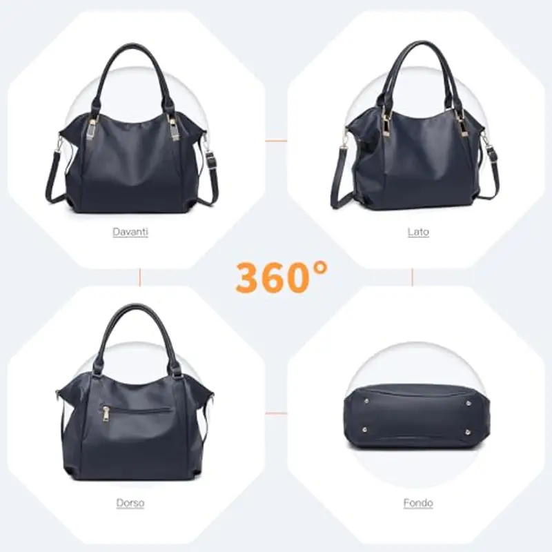 Miss Lulu Borsa Donna Grande con Tracolla Regolabile, Tote Bag Impermeabile Pelle PU, per Lavoro, Scuola, Università e miniatura 3