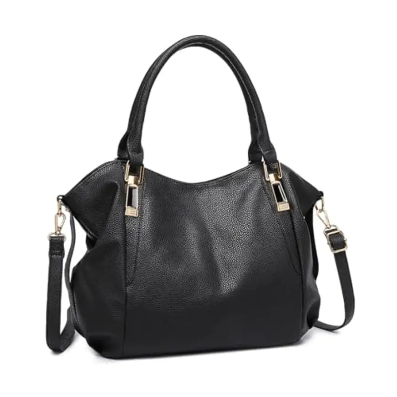 Miss Lulu Borsa Nero Donna Grande con Tracolla Regolabile, Tote Bag Impermeabile Pelle PU, per Lavoro, Scuola,