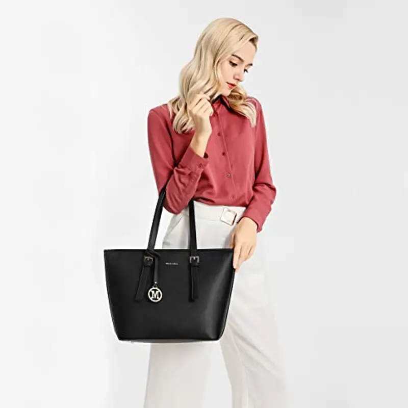 Miss Lulu Borsa Tote Donna Università Grande, Elegante Mano Bag Maniglia Regolabile, PU Pelle per Viaggi, Lavoro e miniatura 2