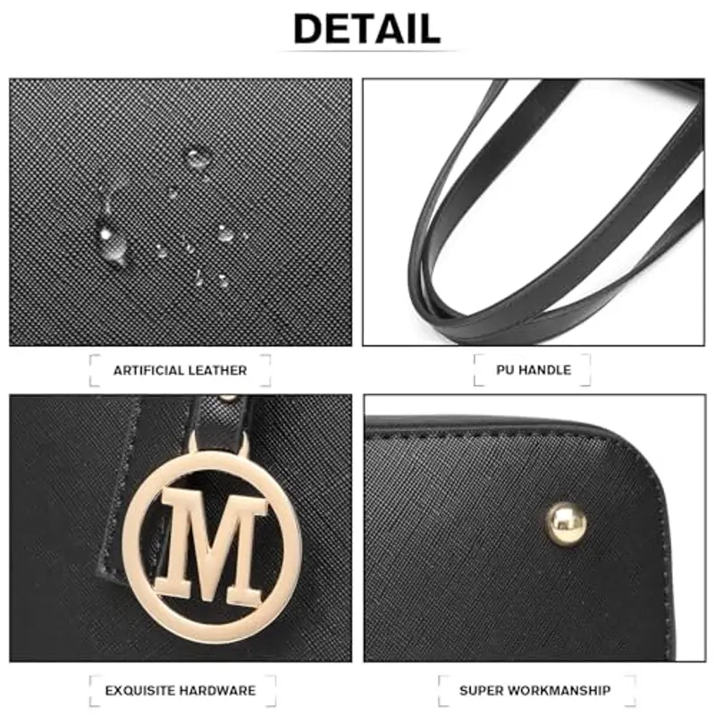 Miss Lulu Borsa Tote Donna Università Grande, Elegante Mano Bag Maniglia Regolabile, PU Pelle per Viaggi, Lavoro e miniatura 3