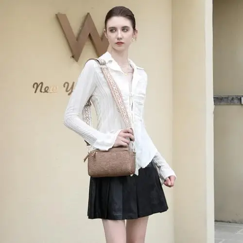 Miss Lulu Borsa Tracolla Donna Nero Piccola, Borse Media PU Pelle Morbido Impermeabile, Tracolla Rimovibile e miniatura 2