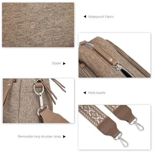 Miss Lulu Borsa Tracolla Donna Nero Piccola, Borse Media PU Pelle Morbido Impermeabile, Tracolla Rimovibile e miniatura 3